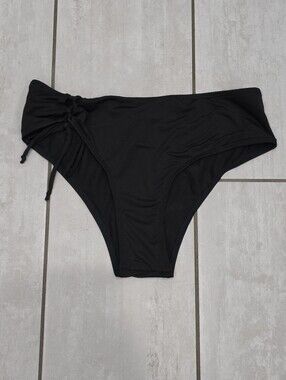 NWOT SHEIN Solid Black High-Waist Side-Tie Swim Bottoms